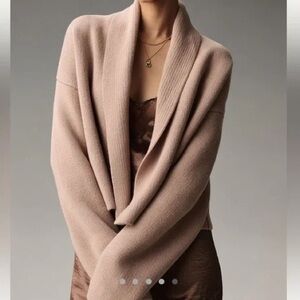 Anthropologie (OSFM) Aurora Cardigan Sweater- Light Blush Pink Open Front Shawl